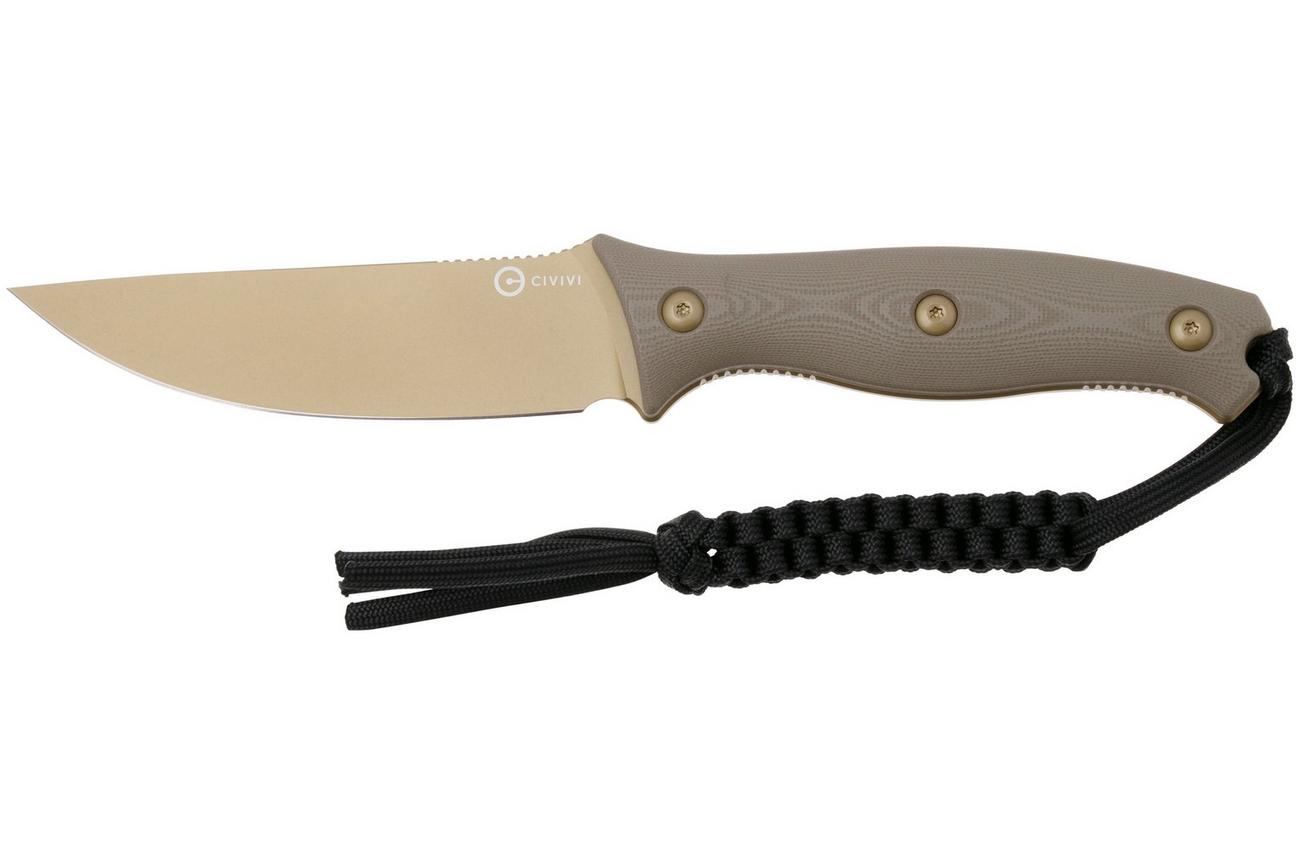 CIVIVI Stormridge C23041-2 Desert Tan Stonewashed Nitro-V, Tan G10, vaststaand mes