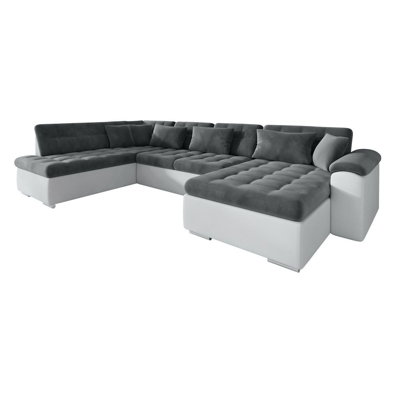Nicoreta - Hoekbank 5-zits met chaise longue - Velvet grijs - Rechts