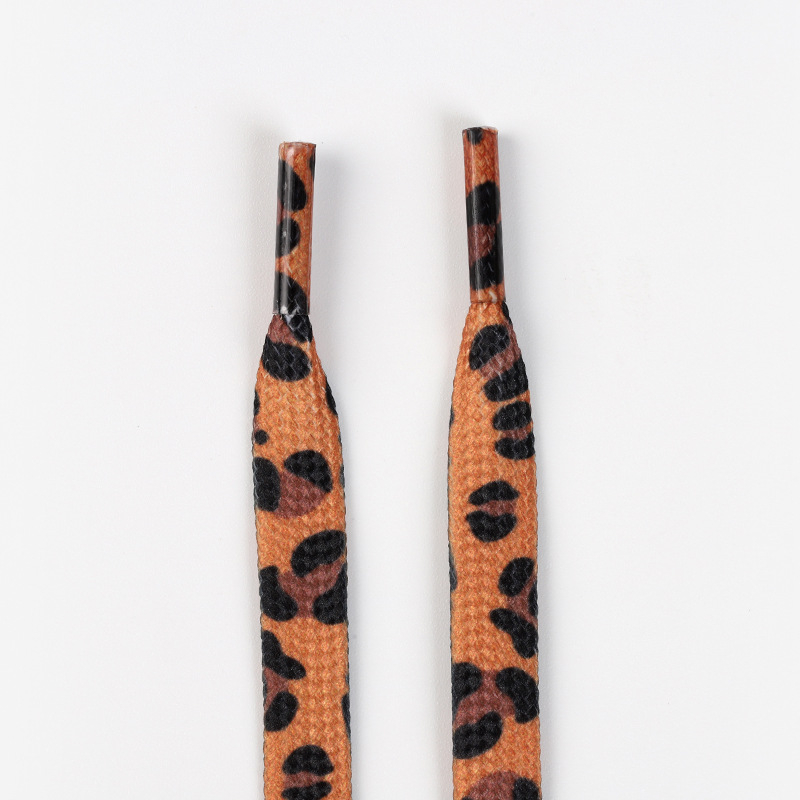 (1 Paar) 100cm Flache Schnürsenkel Fashion Schuhbändel Leopard Muster - Braun / Schwarz