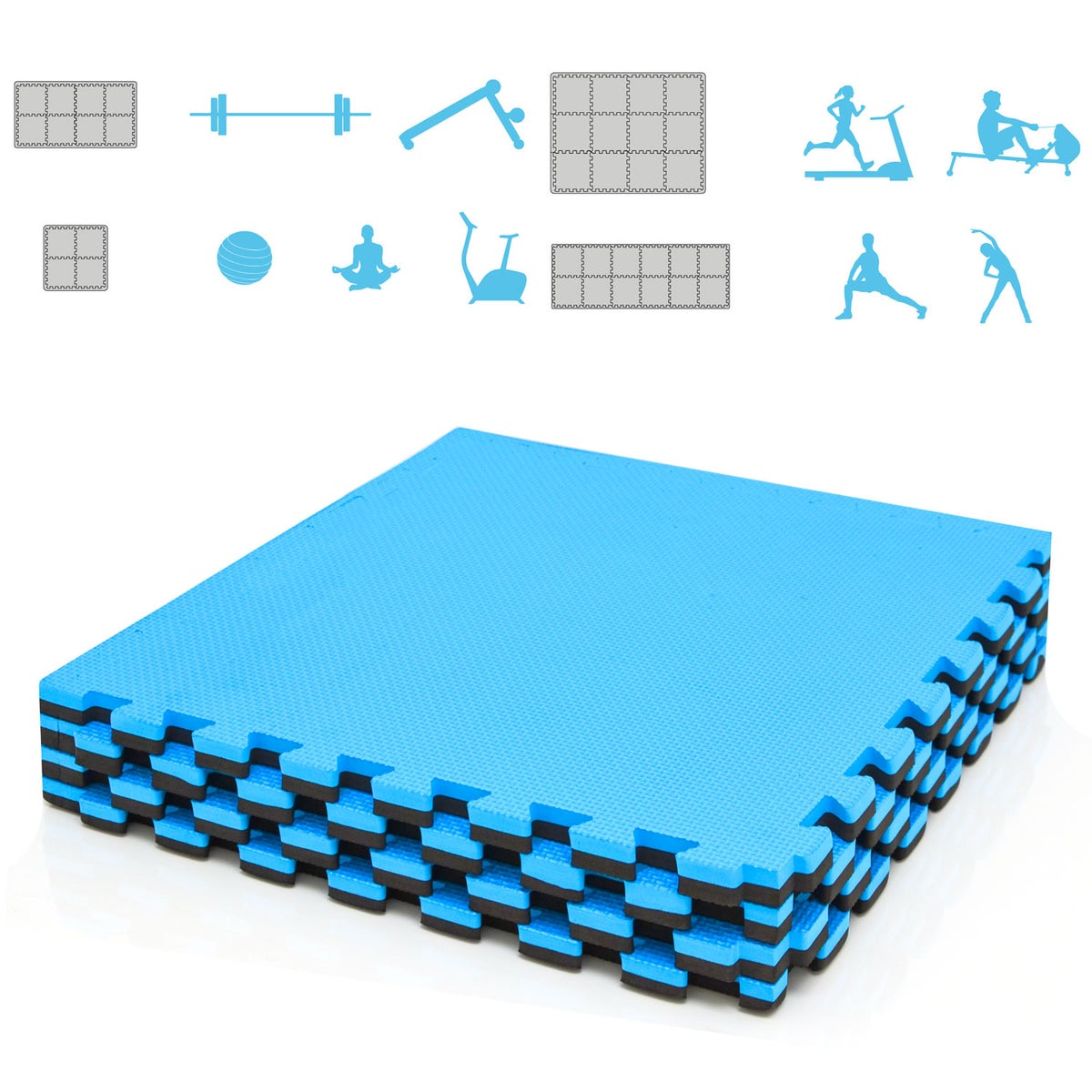 2,4 cm dik: 1 m² vloerbescherming fitnessmat, 4 oefenmatten 50 x 50 cm, visuele gebreken