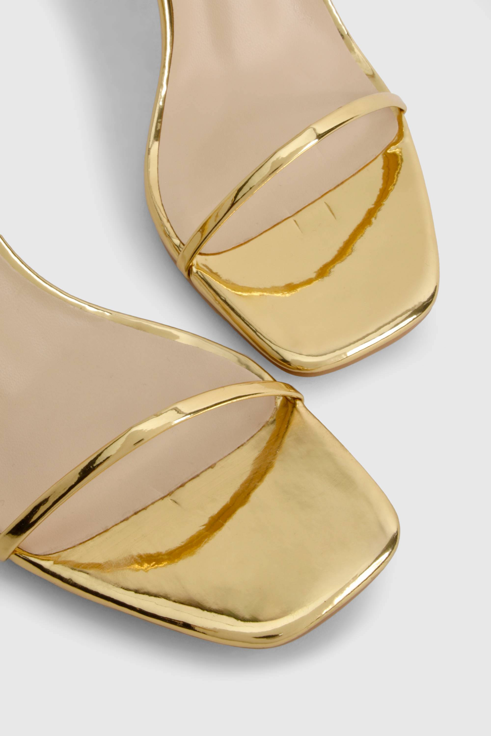 boohoo Metallic Barely There Low Stiletto Heels