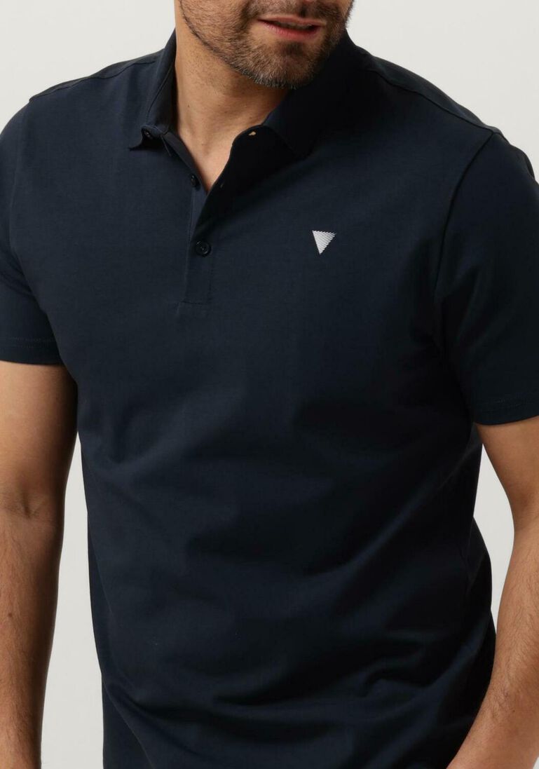 PUREWHITE donkerblauwe purewhite polo polo with button placket and small print on chest