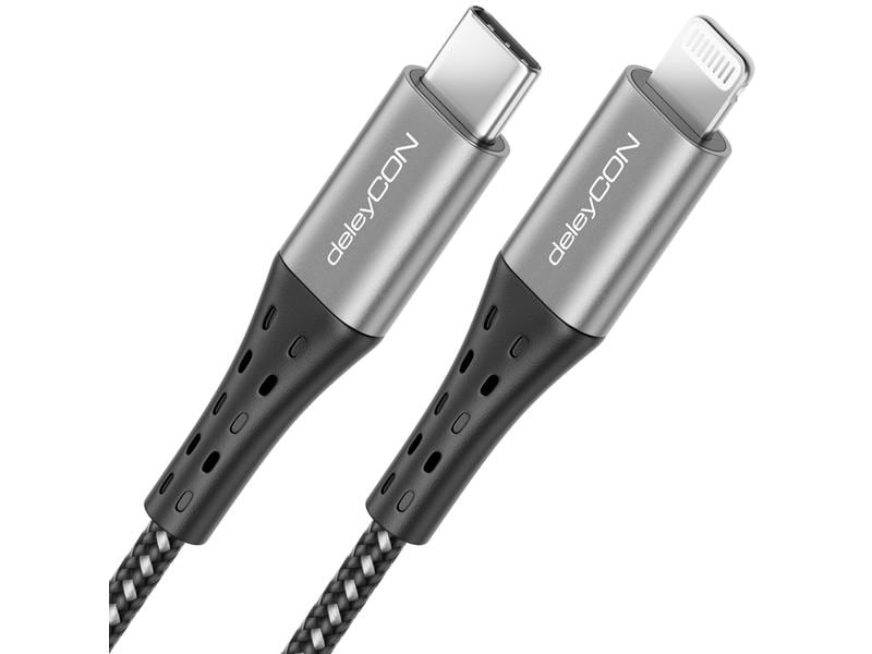 deleyCON USB 2.0-Kabel  USB C - Lightning 0.5 m DeleyCON Lightning-USB-C Kabel 50 cm, Apple MFI zertifiziert und lizenziert