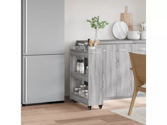 Armoire avec roues sonoma gris 60x22x79 cm bois d'ingénierie