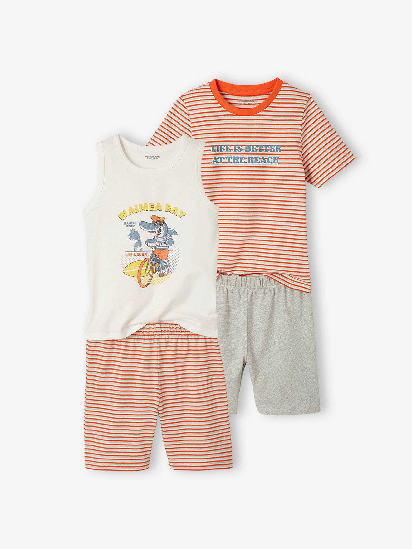 Conjunto de 2 pijamas com shorts para meninos, azul celeste