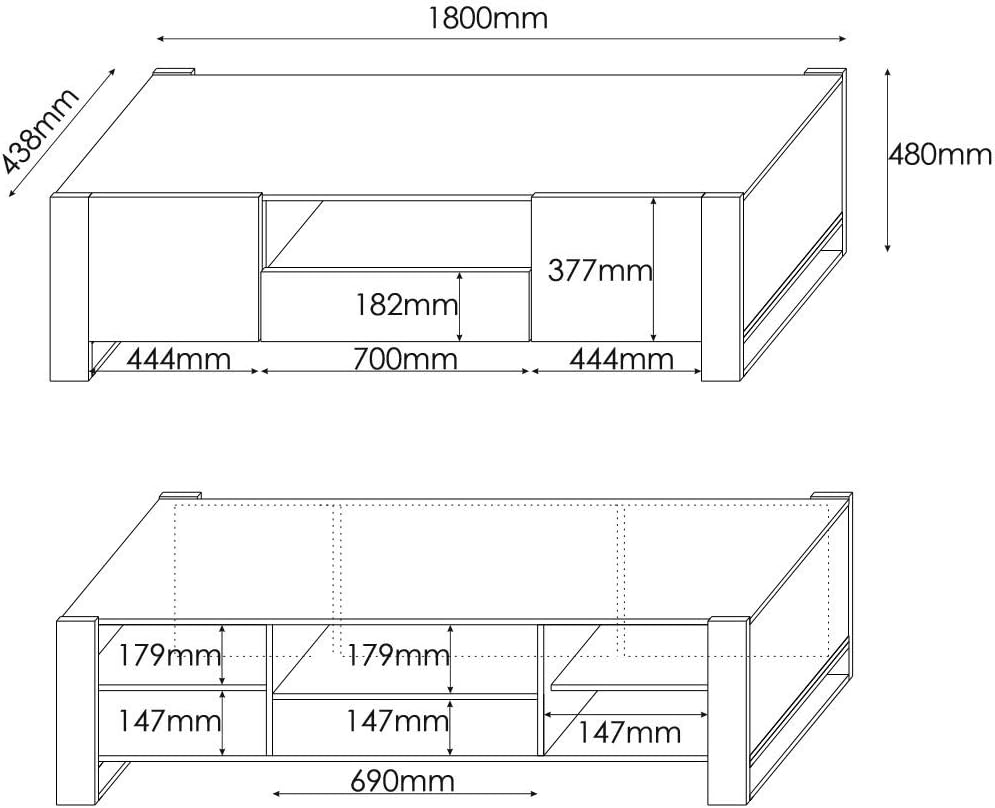 Tv Schrank Wood, Lowboard, Unterschrank, Tv-Tisch mit 2 Türen, 1 Schublade, Fernsehenschrank, Wotan Eiche