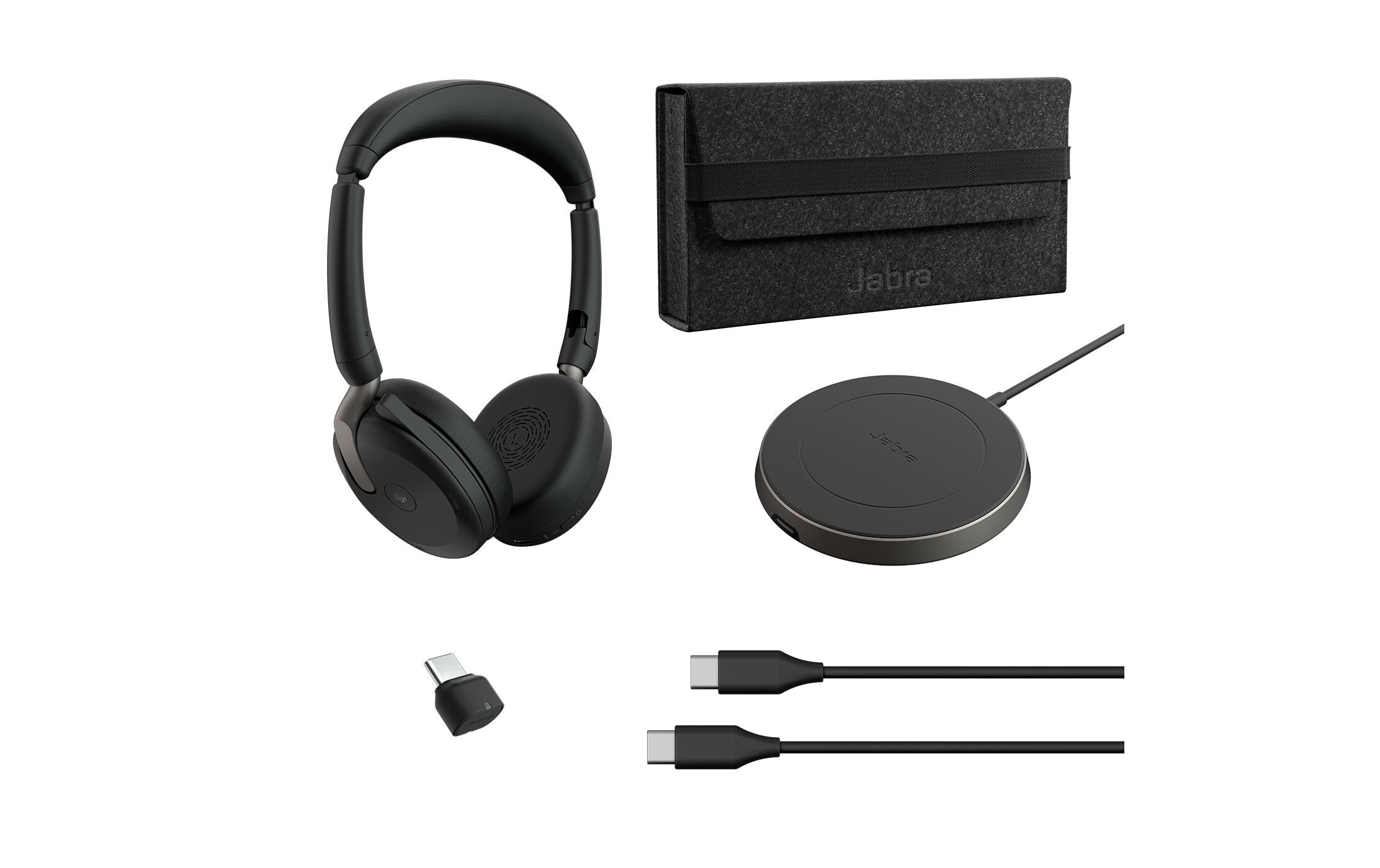 Headset Evolve2 65 Flex Duo MS, USB-C, inkl. Ladestation<br>Ultrakompaktes professionelles Headset für unterwegs mit der besten aktiven Geräuschunterdrückung seiner Klasse