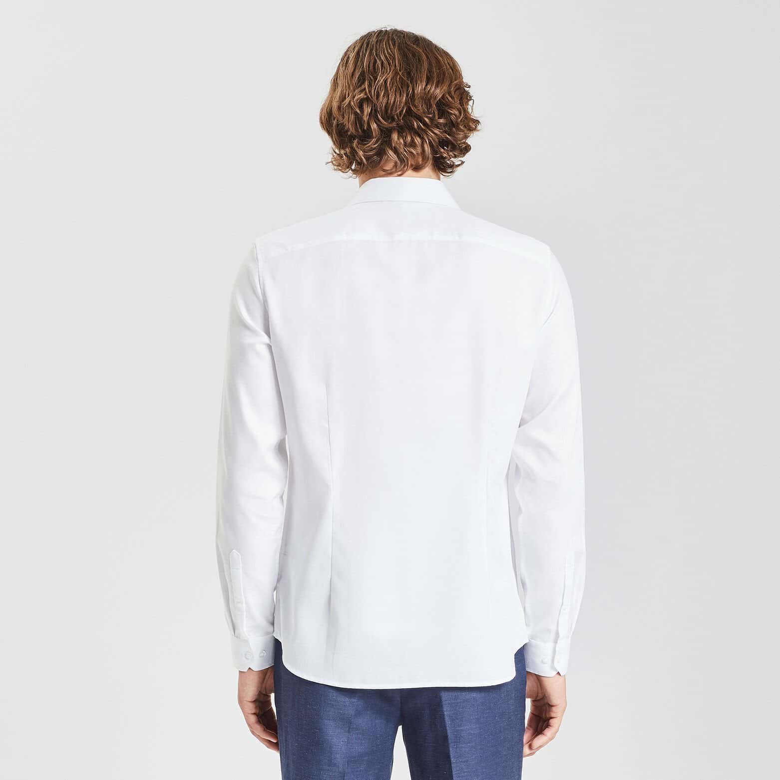 Chemise slim unie stay white/black coton Blanc