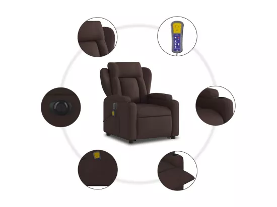 Fauteuil inclinable massant électrique Marron foncé Tissu
