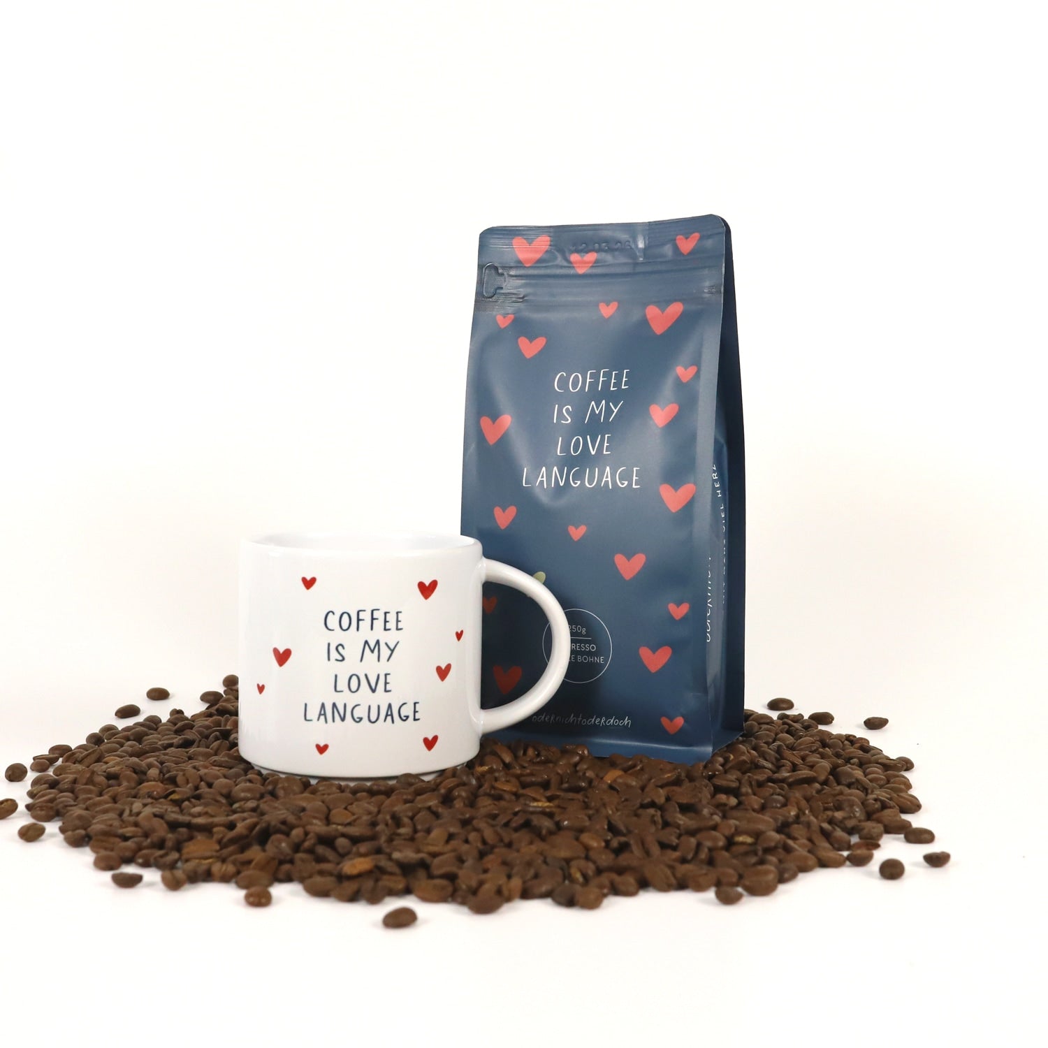 Bundle Tasse & Kaffee „Love language“, ganze Bohne, 250g