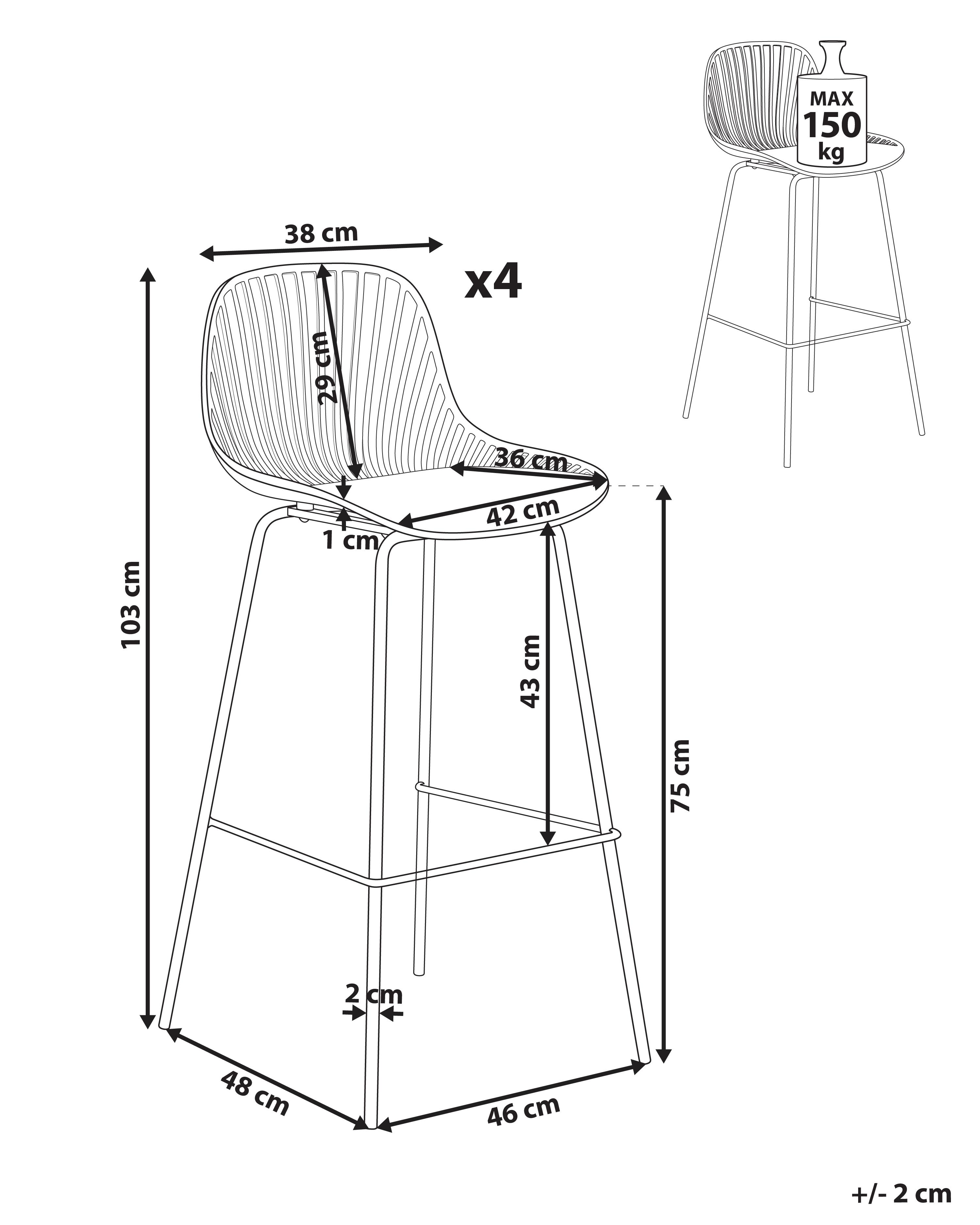 Set van 4 barstoelen KLEVE Wit