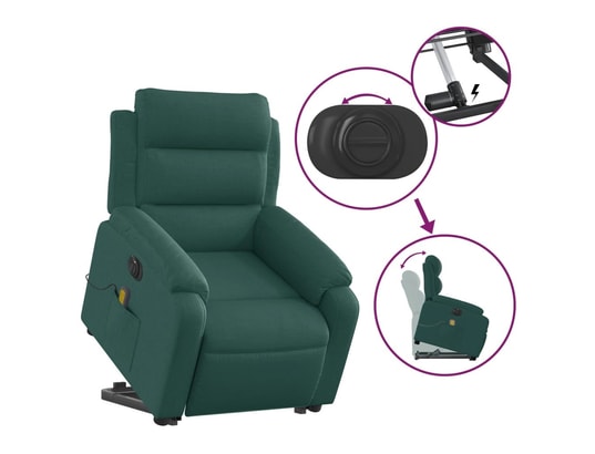 VIDAXL - Fauteuil inclinable de massage électrique vert foncé tissu