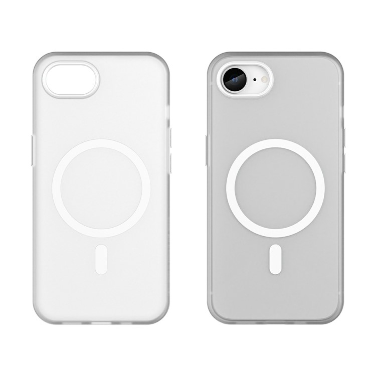 iPhone 16e MagSafe Hybrid Hülle TPU Bumper Slim Design Matt - Weiss / Transparent