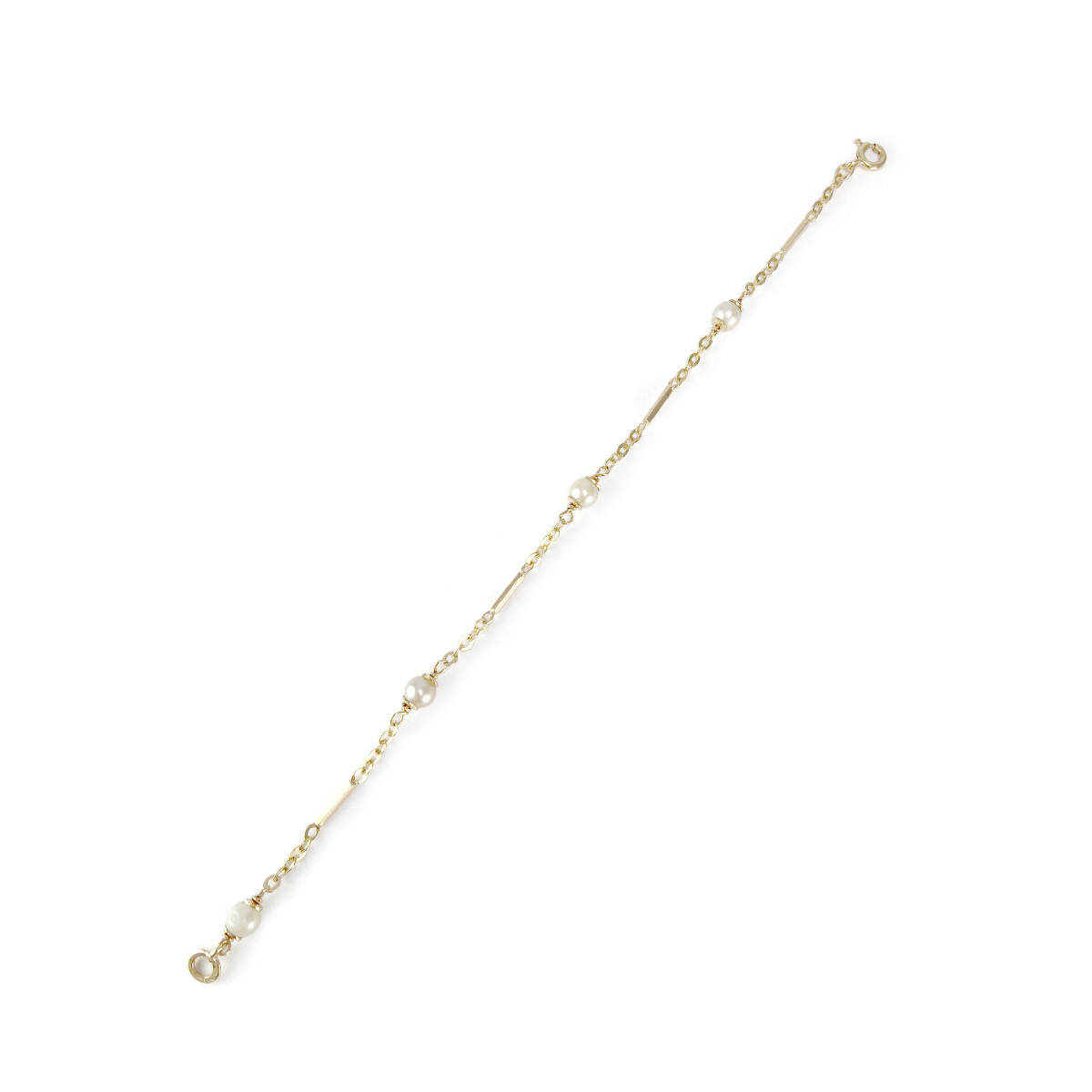 Bracelet d'occasion or 750 jaune perles de culture 19,5 cm