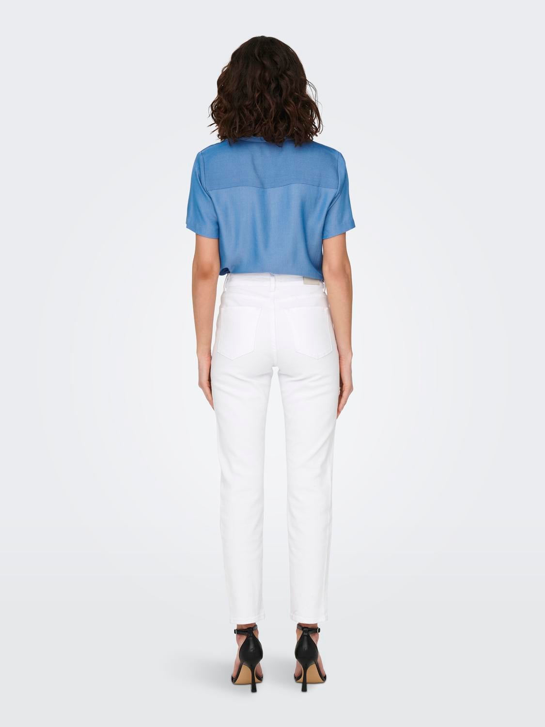 ONLEMILY Hohe Taille Gerade geschnitten Jeans White