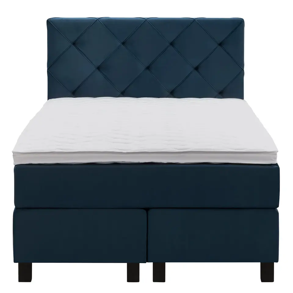 Boxspring Liv geruit - blauw - 120x200 cm - vierkante poot