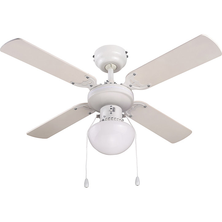 Ventilateur de plafond E27 IP20 l.90xH.42cm blanc