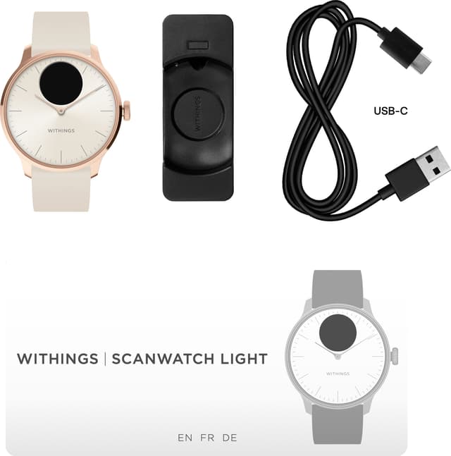 Withings ScanWatch Light hybrid-smartwatch 37mm (rosaguld)