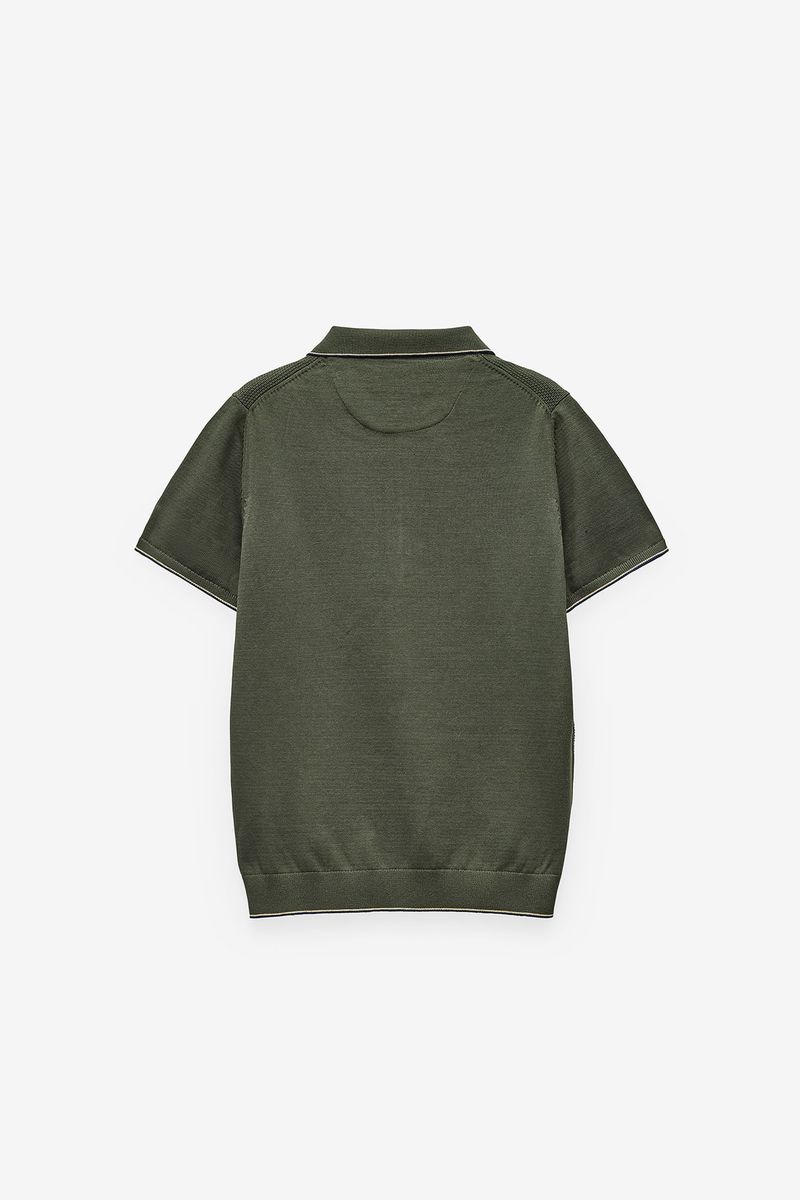 CAMISOLA DE MALHA MANGA CURTA COM GOLA DE POLO