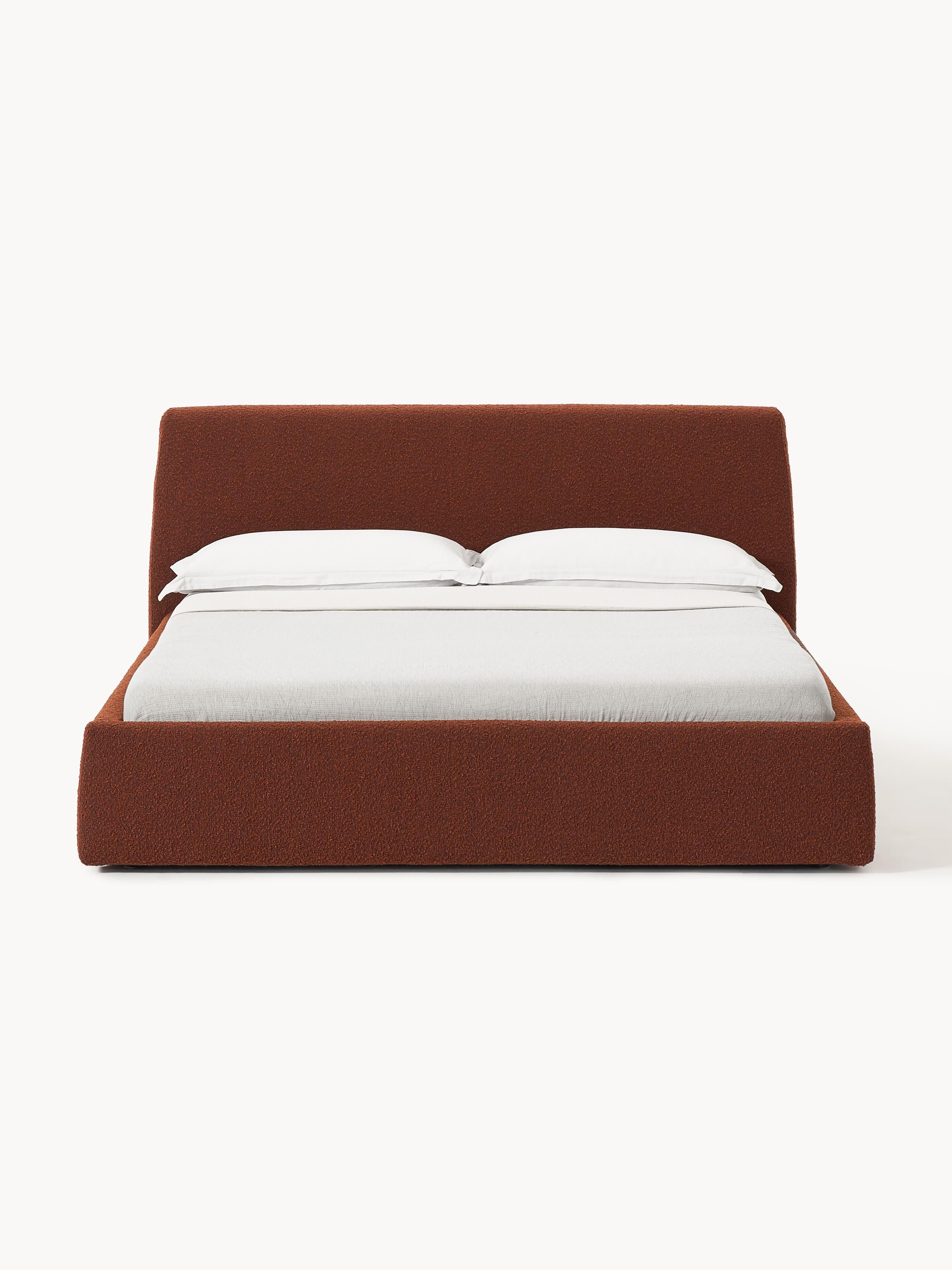 Bouclé gestoffeerd bed Cloud met opbergruimte