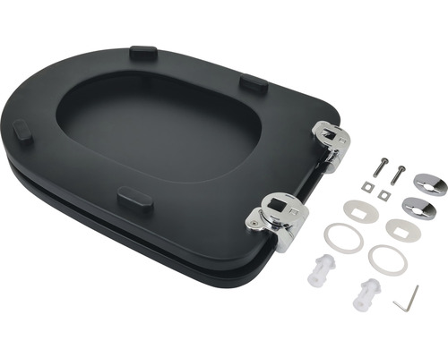 form&style Dominica Uni toiletzitting, matzwart, met soft-close mechanisme
