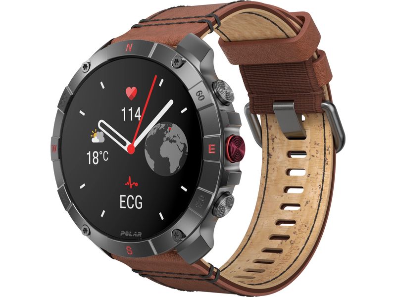 POLAR GPS-Sportuhr Grit X2 PRO Titan Braun Sportuhr mit optischer Pulsmessung und Smartwatch-Navigation