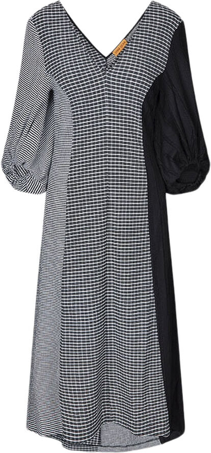 Stine Goya Three-Quarter Sleeve Midi Dress, 2247 Patchwork Jersey Black / white