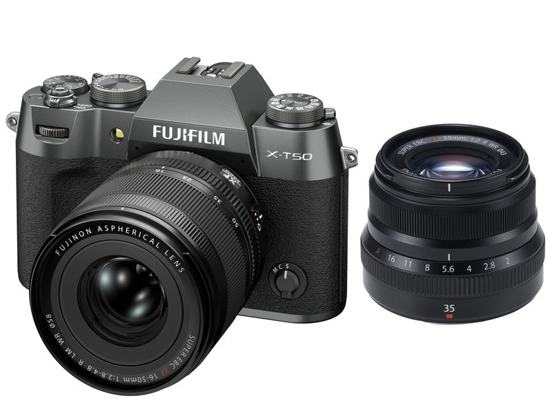 Fujifilm Fotokamera X-T50 Charcoal Kit XF 16-50mm   35mm Kompakte Systemkamera mit 40.2-Megapixel-Sensor, 6.2K-Video und Filmsimulations-Einstellrad