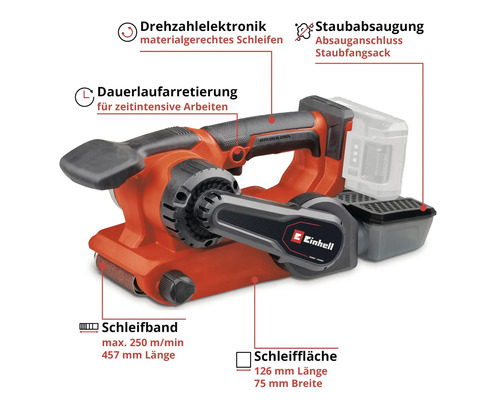 Einhell Power X-Change TP-BS 18/457 Li Brushless accubandschuurmachine, zonder accu en lader