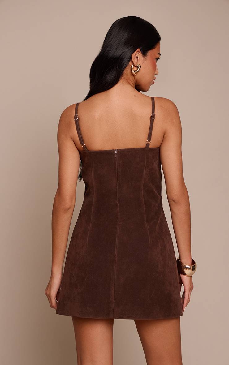 Chocolat Robe Courte Droite En Synthétique Avec Détail Corset