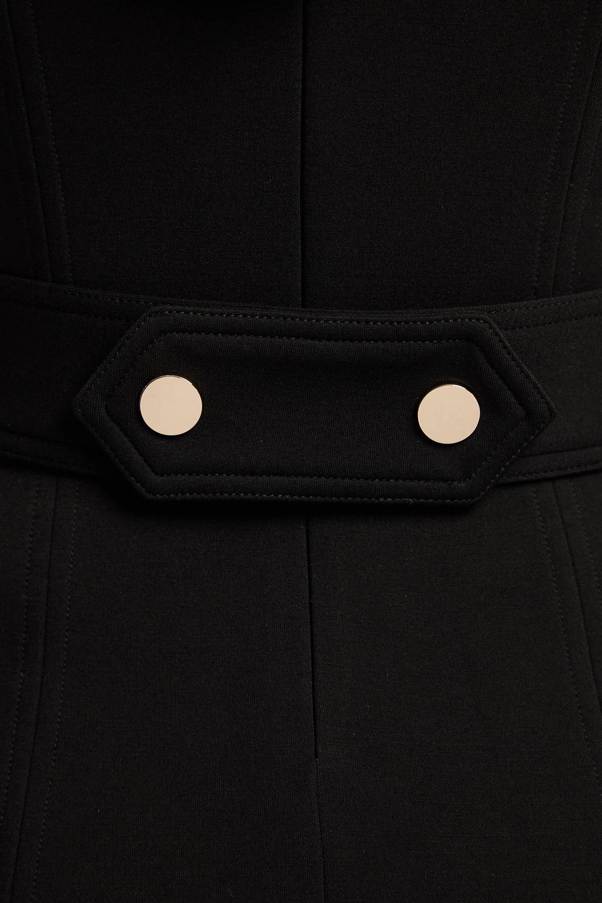 KarenMillen Robe Mi-Longue Ponte à Col V avec Détails Patte