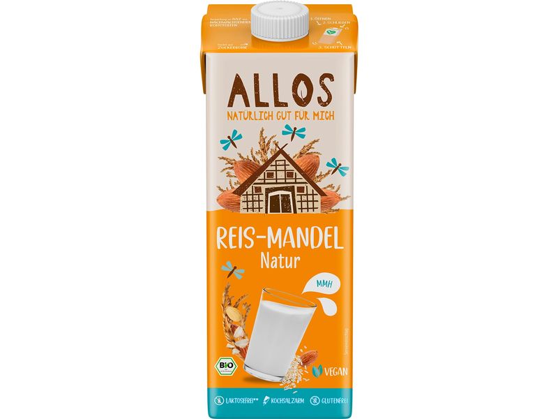 Allos Bio Reis-Mandel Drink 1 l Leckeres Reisgetränk mit Mandelgeschmack