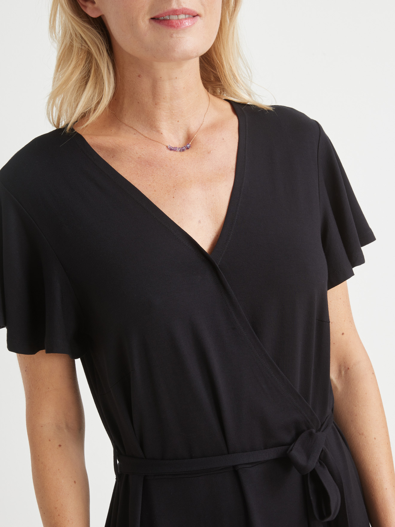 Robe maille extensible faux portefeuille