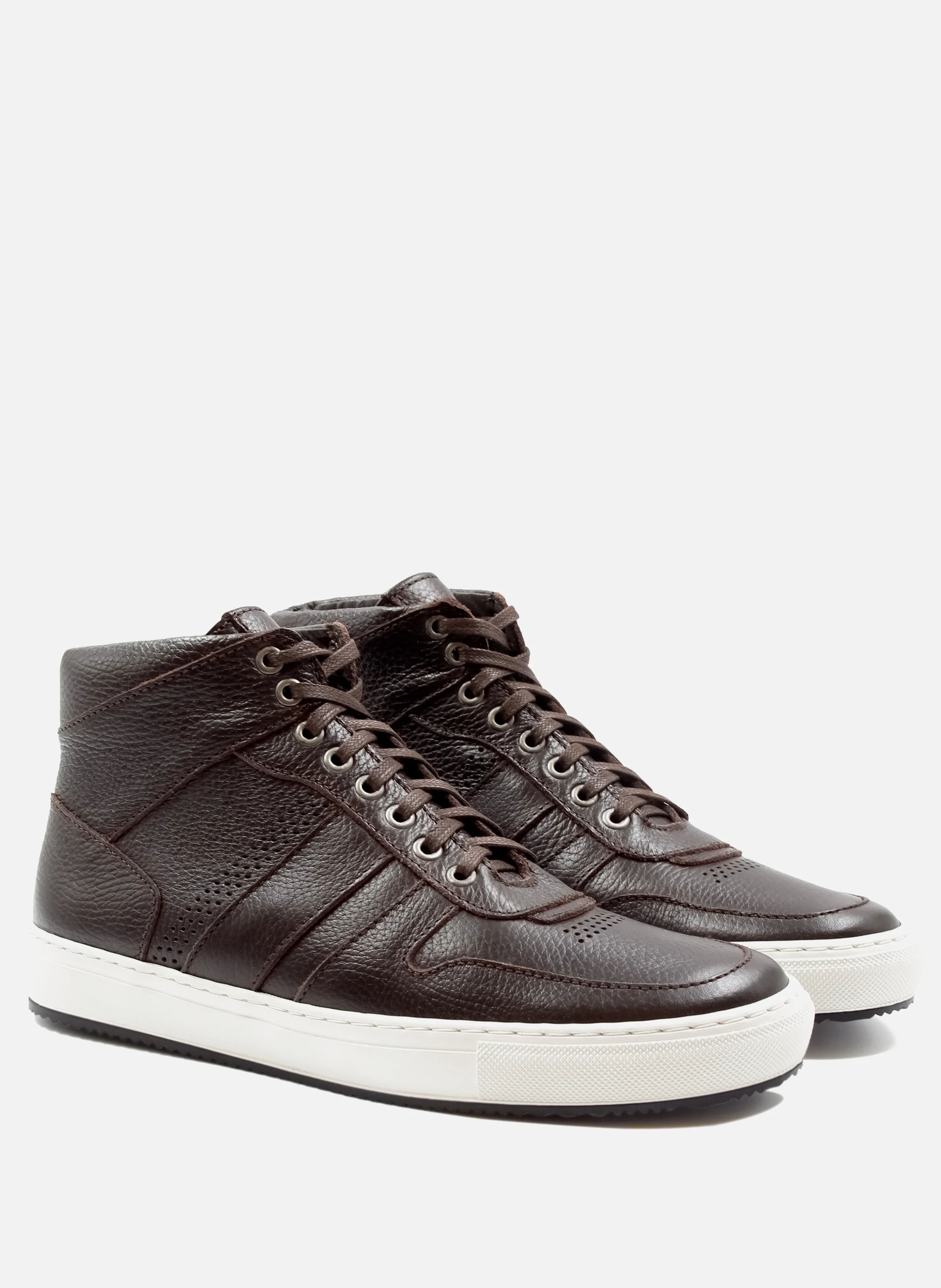 Baskets gaspard cuir grainé | Marron