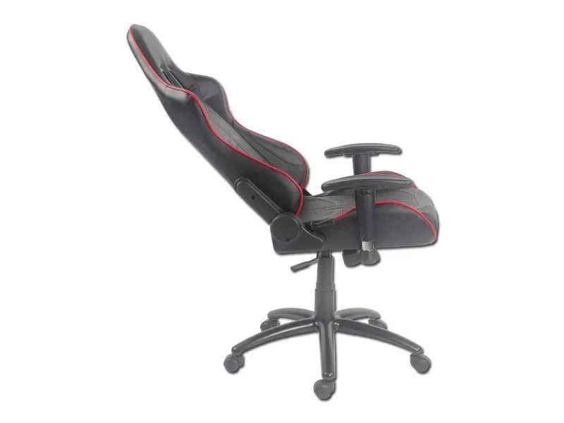 LC Power LC-GC-1 - Stol - ergonomisk - armstøtter - T-formet - drejeled - plastik, metal, PU-behandlet læder - sort/ rød
