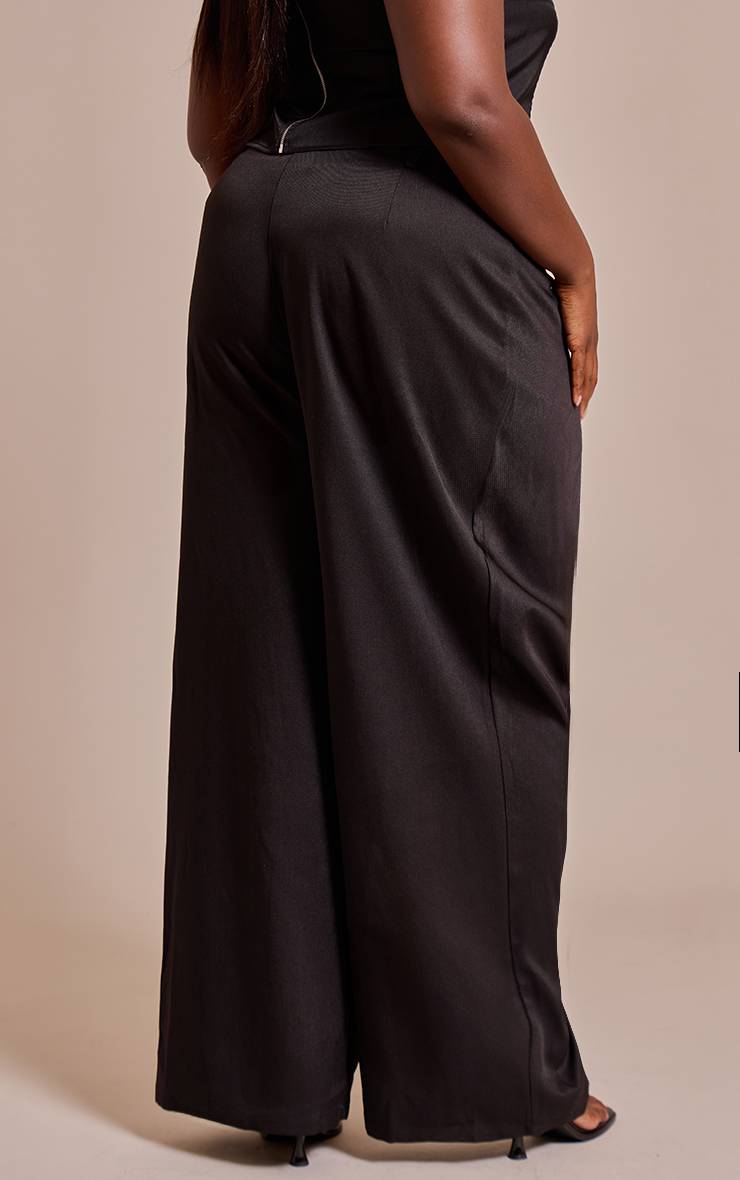 Noir Pantalon Grande Taille Tissé À Devant Croisé