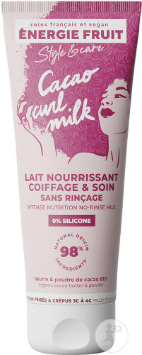 Energie Fruit Cacao Lait Coiffant Nutri-Intense Sans Rinçage Cheveux Frisés À Crépus Bio Tube 200ml