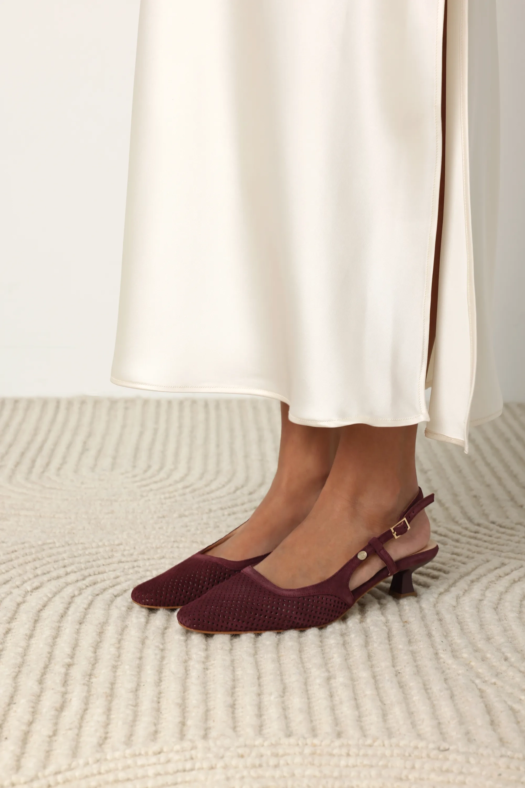 CARLY SLING Perfo suede Burgundy Red