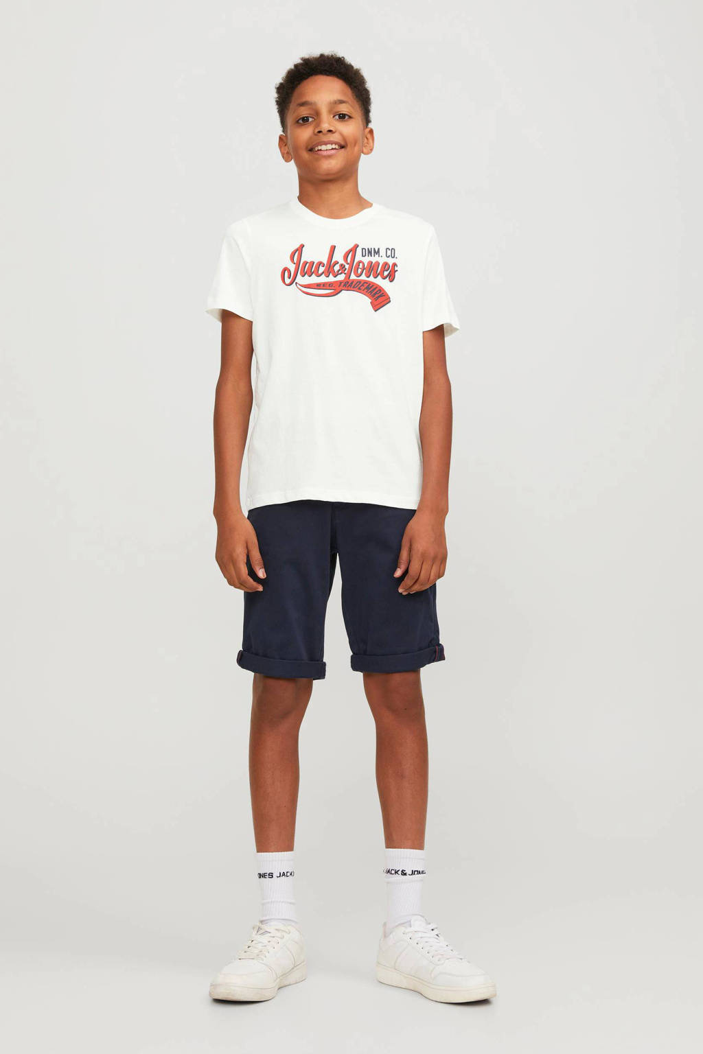 JACK & JONES T-shirt JJELOGO van katoen offwhite