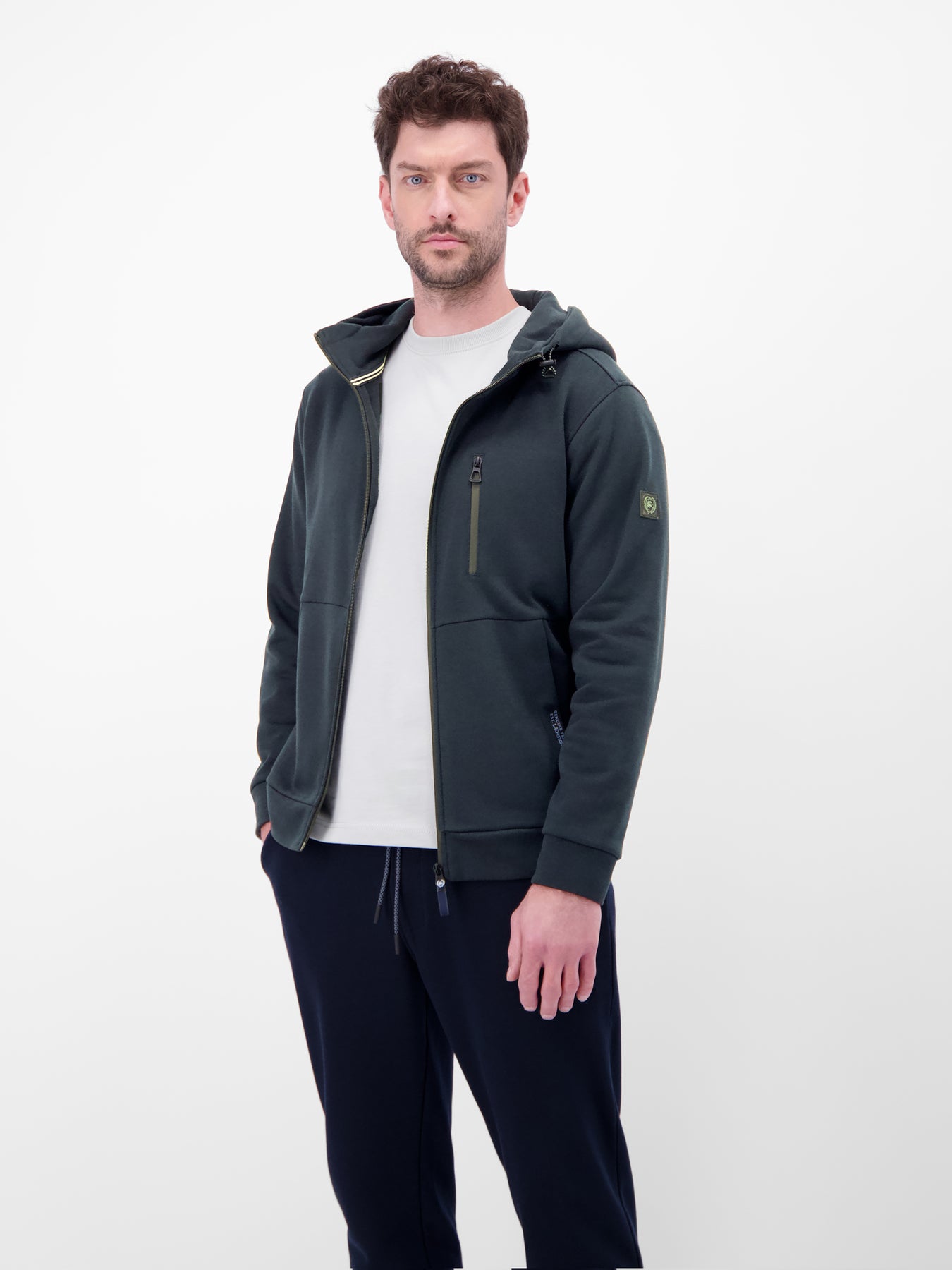 Sweatjacke im Hoodie-Look aus Mischgewebe