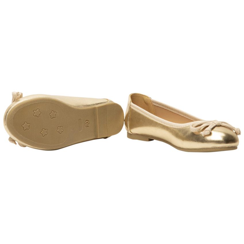 Ballerines dorées effet métallisé avec nœud pour fille - Jaune