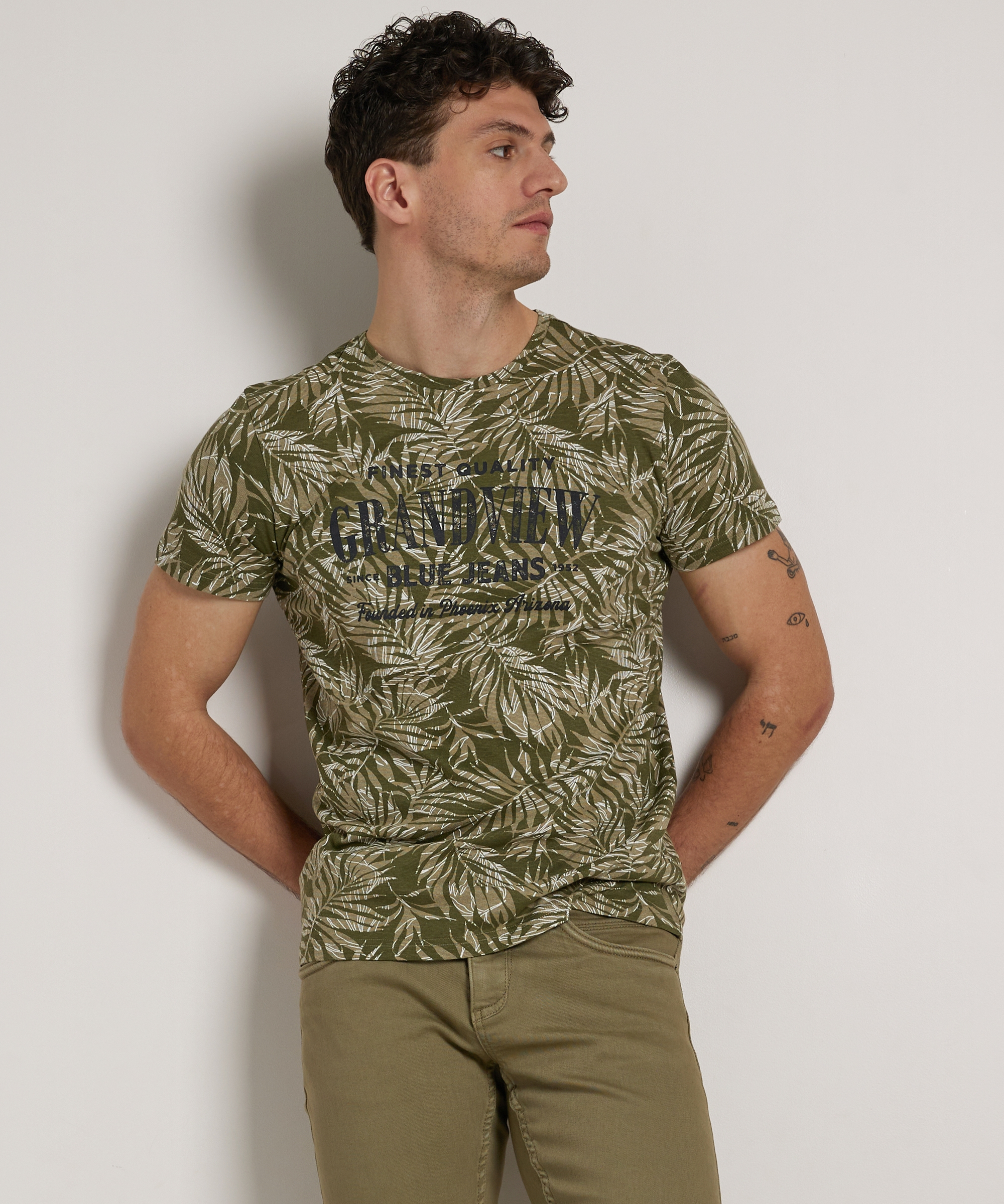 bladerprint t-shirt met tekstprint