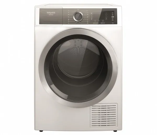 Hotpoint H8 D94WB EU, Fritstående, Front-læsning, Varmepumpe, Hvid, Dreje, Berøring, Højre