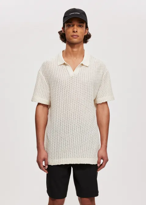 Johnny polo met structuur off-white (WIT.O)
