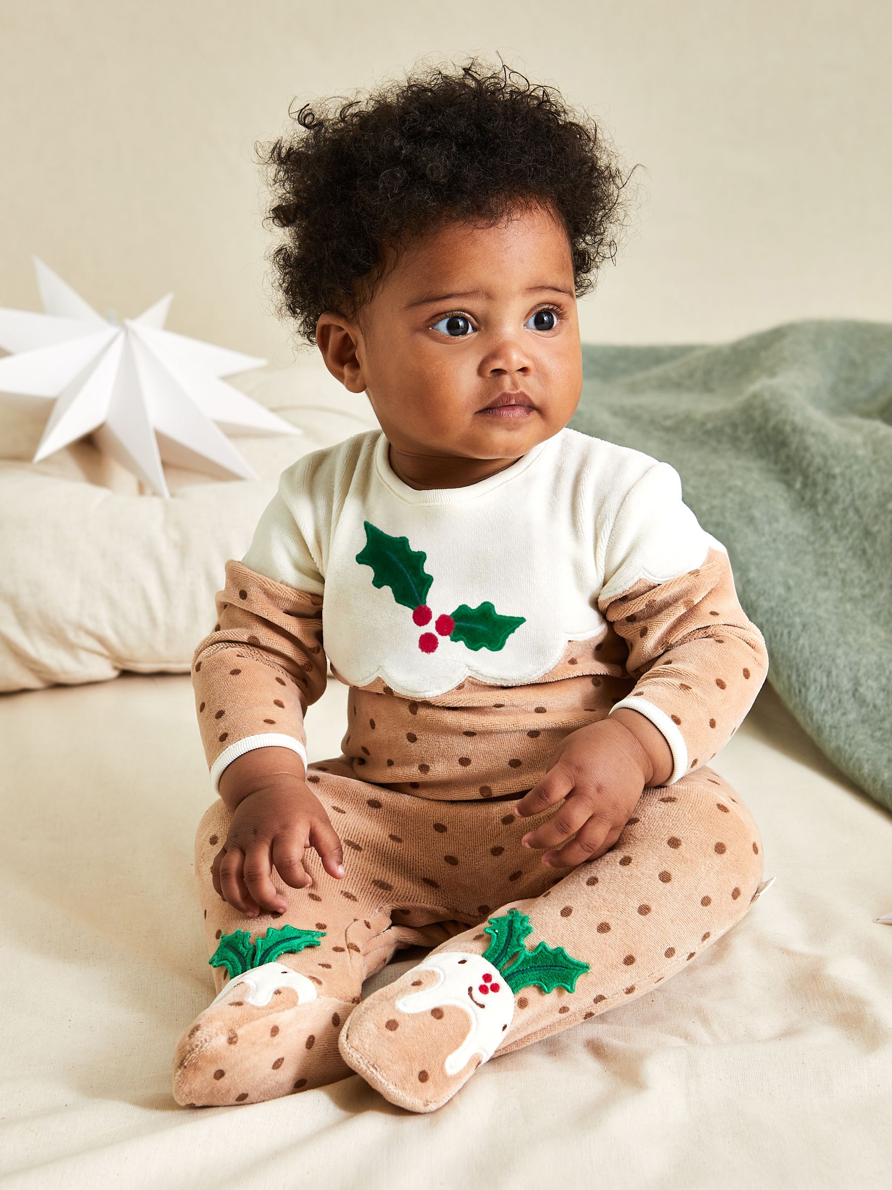 JoJo Maman Bébé onesie met kerstpudding