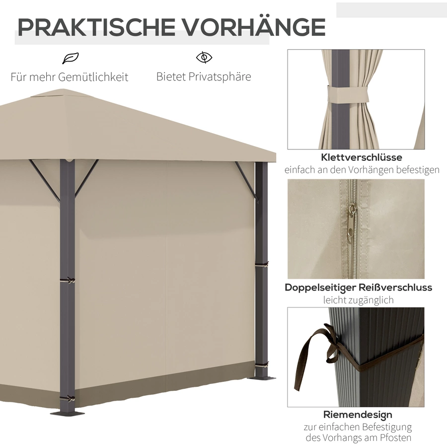 Outsunny Pavillon mit einer Entlüftung braun