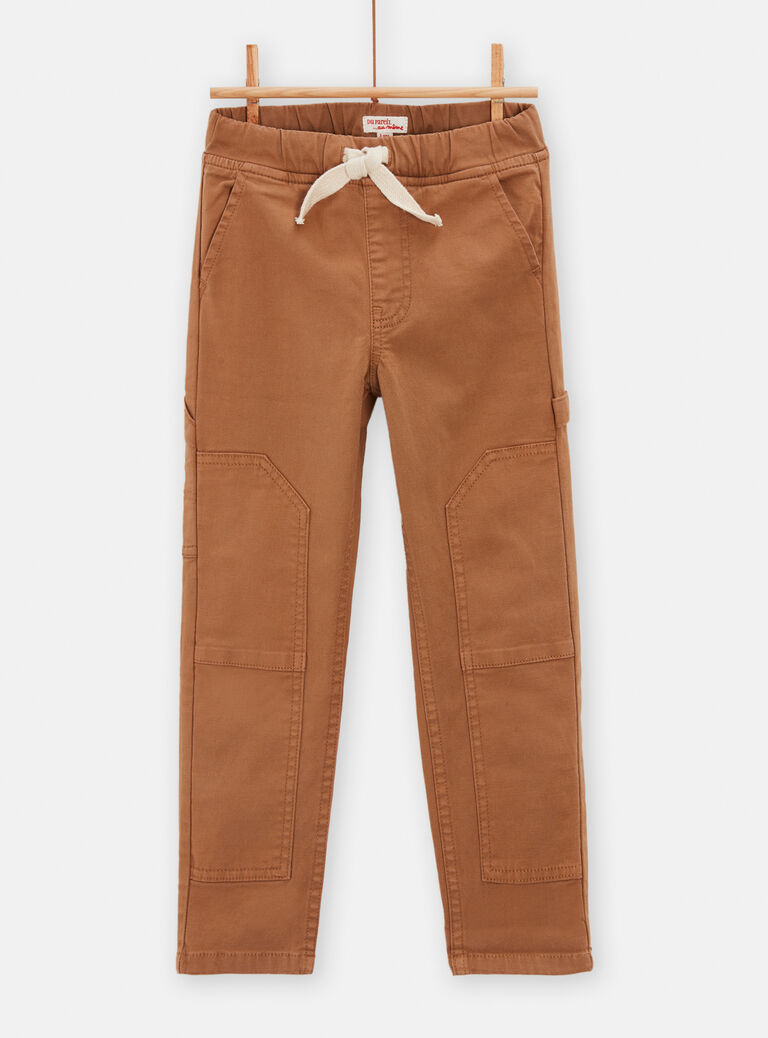 Pantalon marron découpe genoux pour garçon