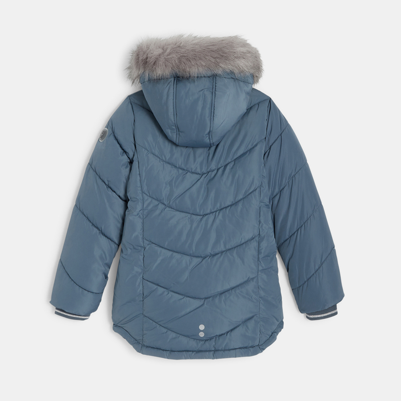 Parka doudoune épaisse à capuche grise fille