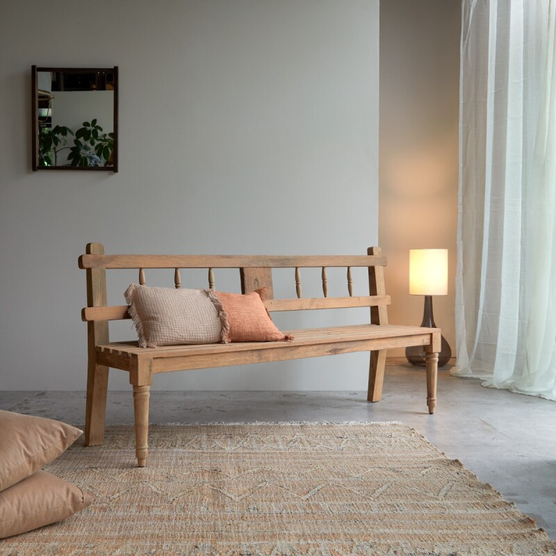Banc Paula en teck massif recyclé, largeur 195 cm