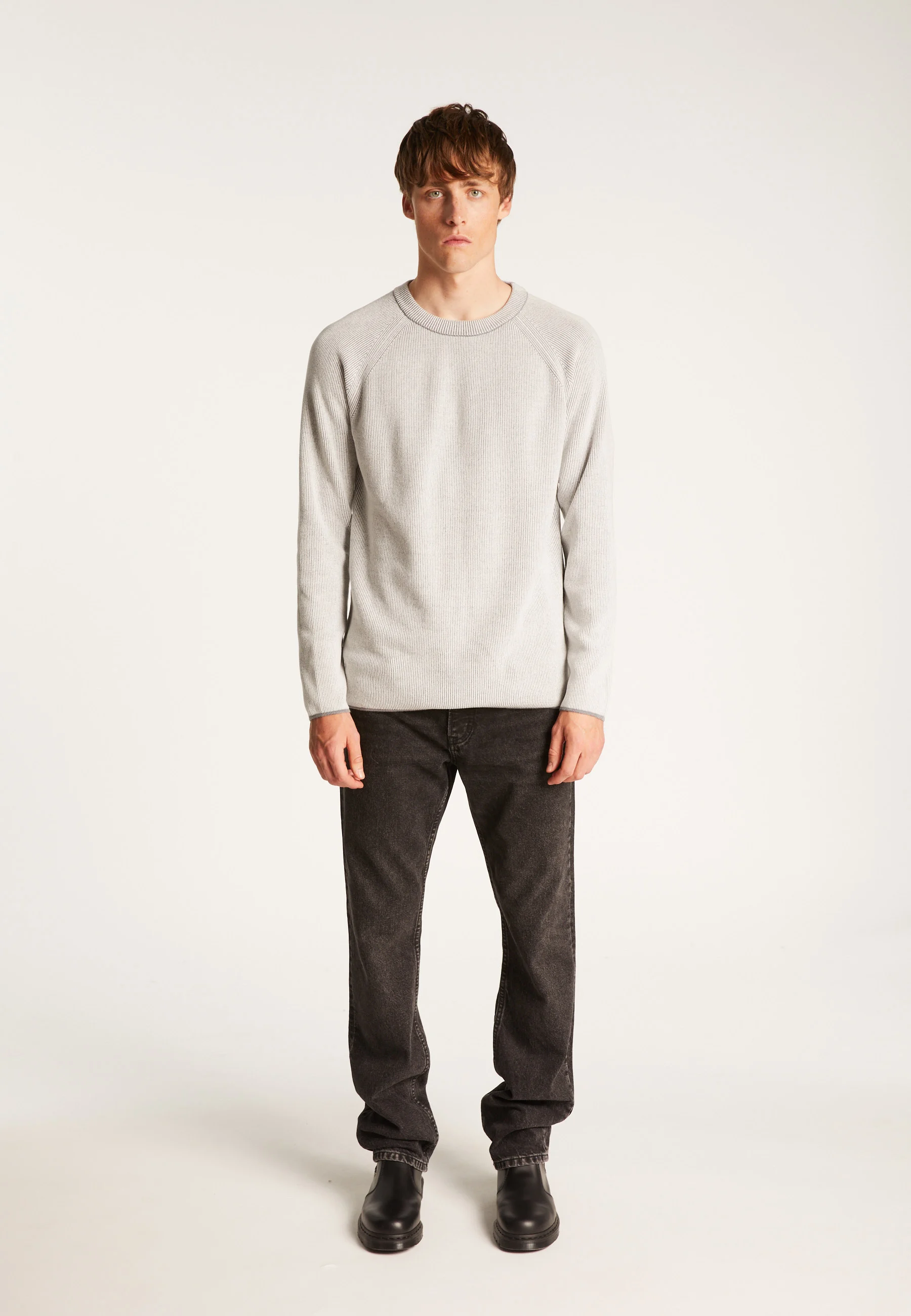TINOAH24 - Pull col rond en laine velours | Gris
